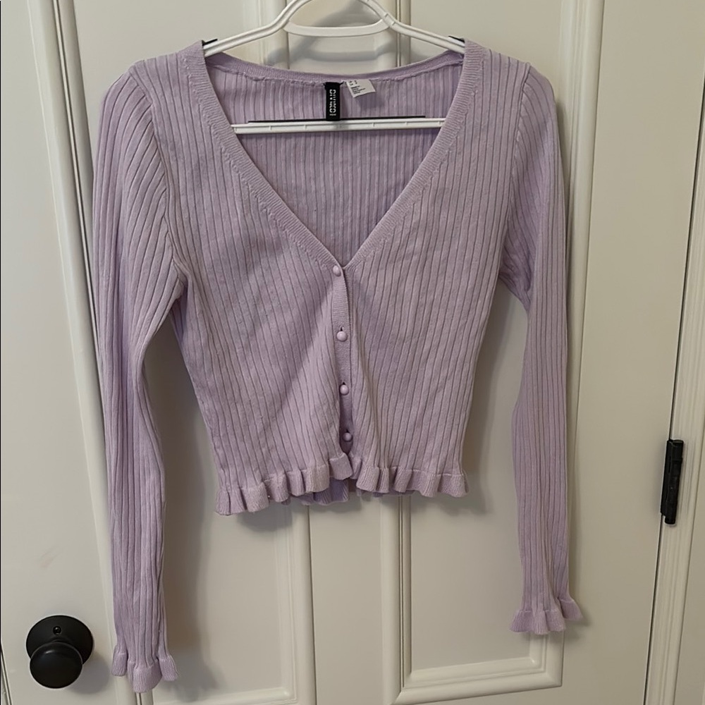H&M Lilac Ribbed Cardigan